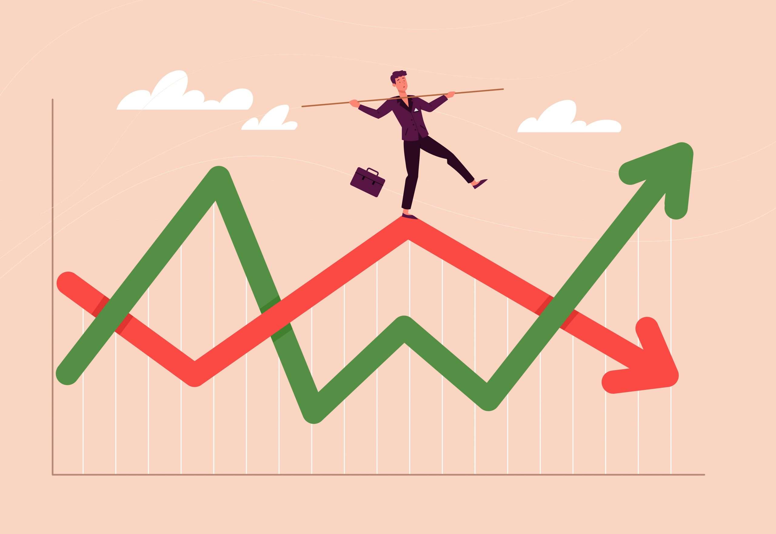 Financial,Investment,Volatility,,Up,And,Down,Arrows,Profit,Graph,Due