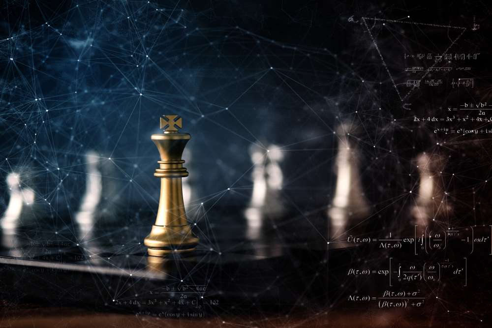 Strategy,Ideas,Concept,Business,Futuristic,Graphic,Icon,And,Golden,Chess