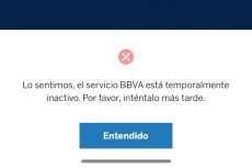 El anuncio de la aplicación de BBVA México de la falla