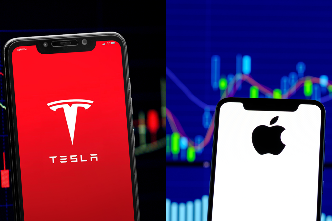 Acciones de Tesla caen 12% y valor de Apple toca su punto más bajo